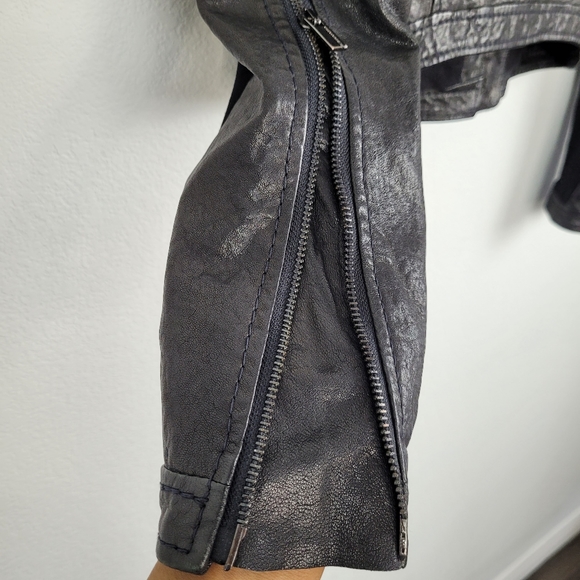 Bcbg black 100% leather moto sequin zipper jacket - Picture 13 of 16